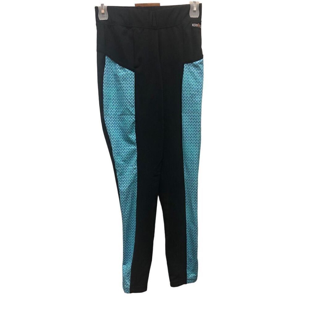 Kerrits Juniors Black and Blue Workout Activewear Horseback Riding Pants Size M